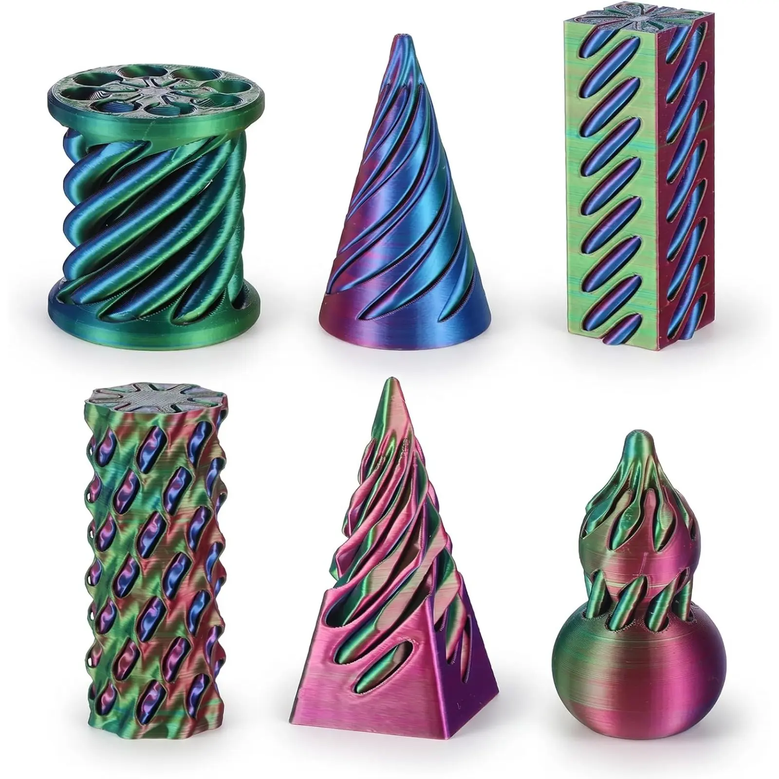 6PCS Impossible Cone , 3D Printed Spiral Cone Ornaments, Impossible Pyramid Passthrough Sculpture for Stress Relief, Fun Desktop Stress Reliever Decorations  for Adult Gift, Stress Relief Tool