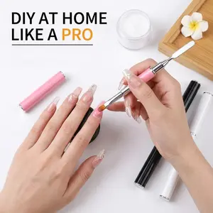 Dual-Head Nail Gel Remover Pen, Metal Long Rod Paint Brush, UV Extension Press-On Tool, Professional Nail Art Kit