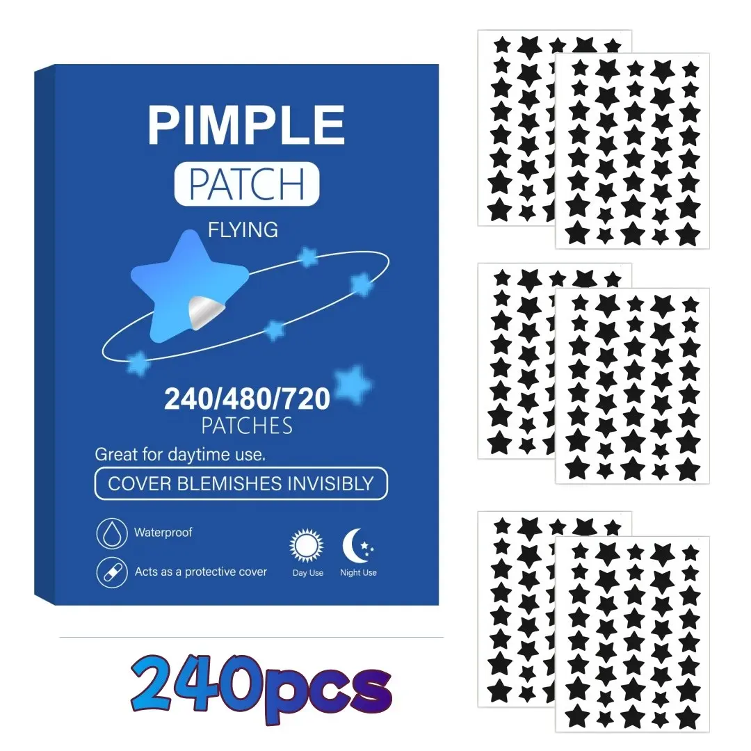 240pcs Star Shape Acne Patches for Face, Acne Spot Stickers, Skin-Friendly Invisible Blemish Cover, Ultra-Thin Gentle Non-Irritating, Alcohol-Free Fragrance-Free