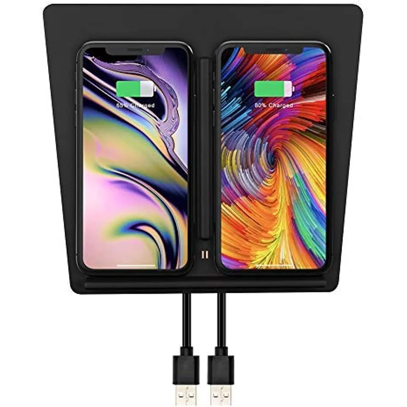 TAPTES Dual Pad Wireless Charger for Tesla Model 3 (2017-2020), Car Center Console Interior Accessory, Compatible with iPhone & Smartphones, Black