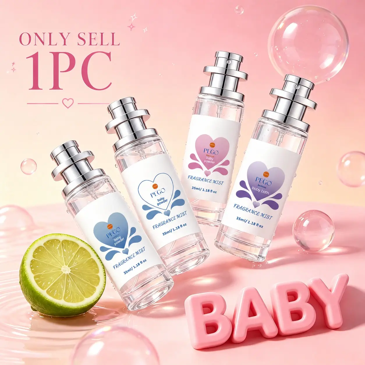 Baby Powder Perfume Eau De Parfum, Lasting Fragrance, Natural and Fresh Scent, Light Fragrance, Ideal for Daily Use, Long-Lasting Aroma