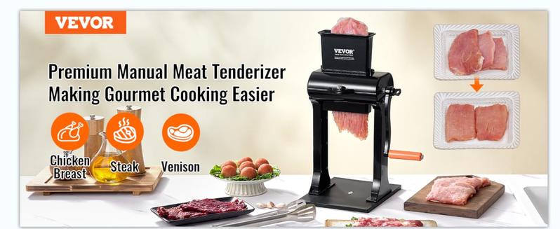 VEVOR Commercial Meat Tenderizer, Heavy Duty Stainless Steel Meat Tenderizer Machine, Quick and Easy Manual Operation Kitchen Tool, 5.8" Feed Port for Beef, Turkey, Chicken, Pork, Steak, and Fish Utensils