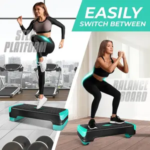 Multifunctional adjustable aerobic step board with balance board, ideal for leg workouts, ideal for home fitness, step exercises and balance training
