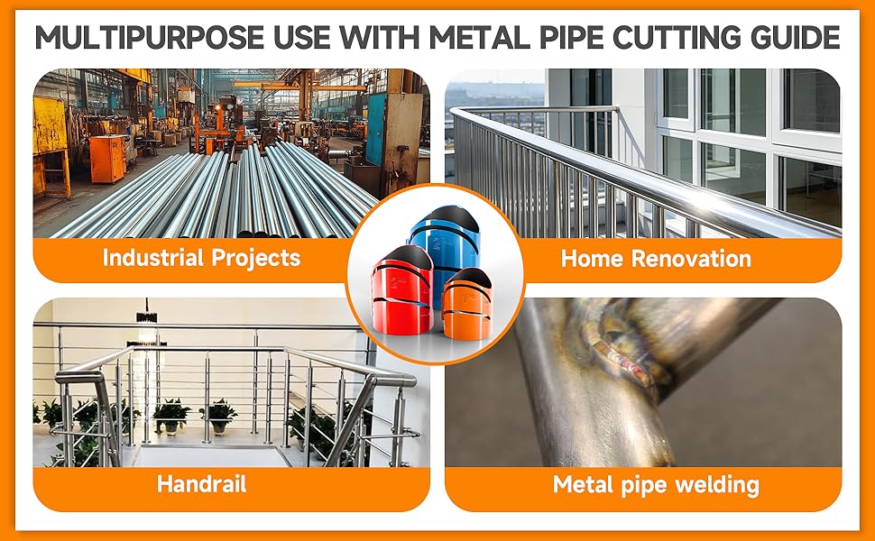 Metal Pipe Cutting Guide 3 Packs, Pipe Saddle Template, Pipe Marking Tool, Magnetic Pipe Notching/Coping Tool for Precision Cutting Angles at 22.5°, 45°, 90°(Multi-Size Pack 1-7/8", 2-3/8", 2-7/8")