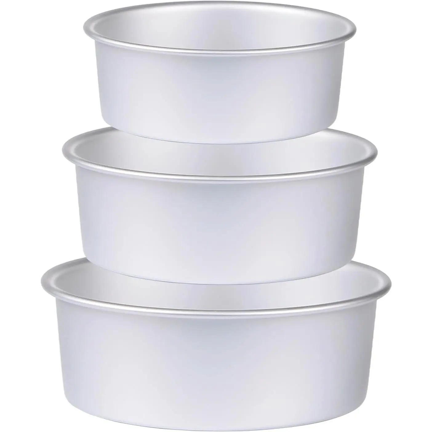 Round Cake Pan Set of 3 (6 x 3 inch/8 x 3 inch/10 x 3 inch), Aluminum Baking Pans for Layer Cakes, Heavy Duty Non-Stick, Evenly Baking Tools for Home Kitchen, Birthday Wedding Anniversary