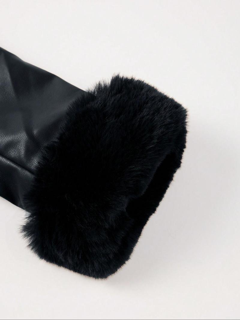 Giolshon Women's Fall & Winter PU Long Jackets, Warm Casual Hooded Fitted Coats with Detachable Belt and Faux Fur, Everyday Stylish Outerwear