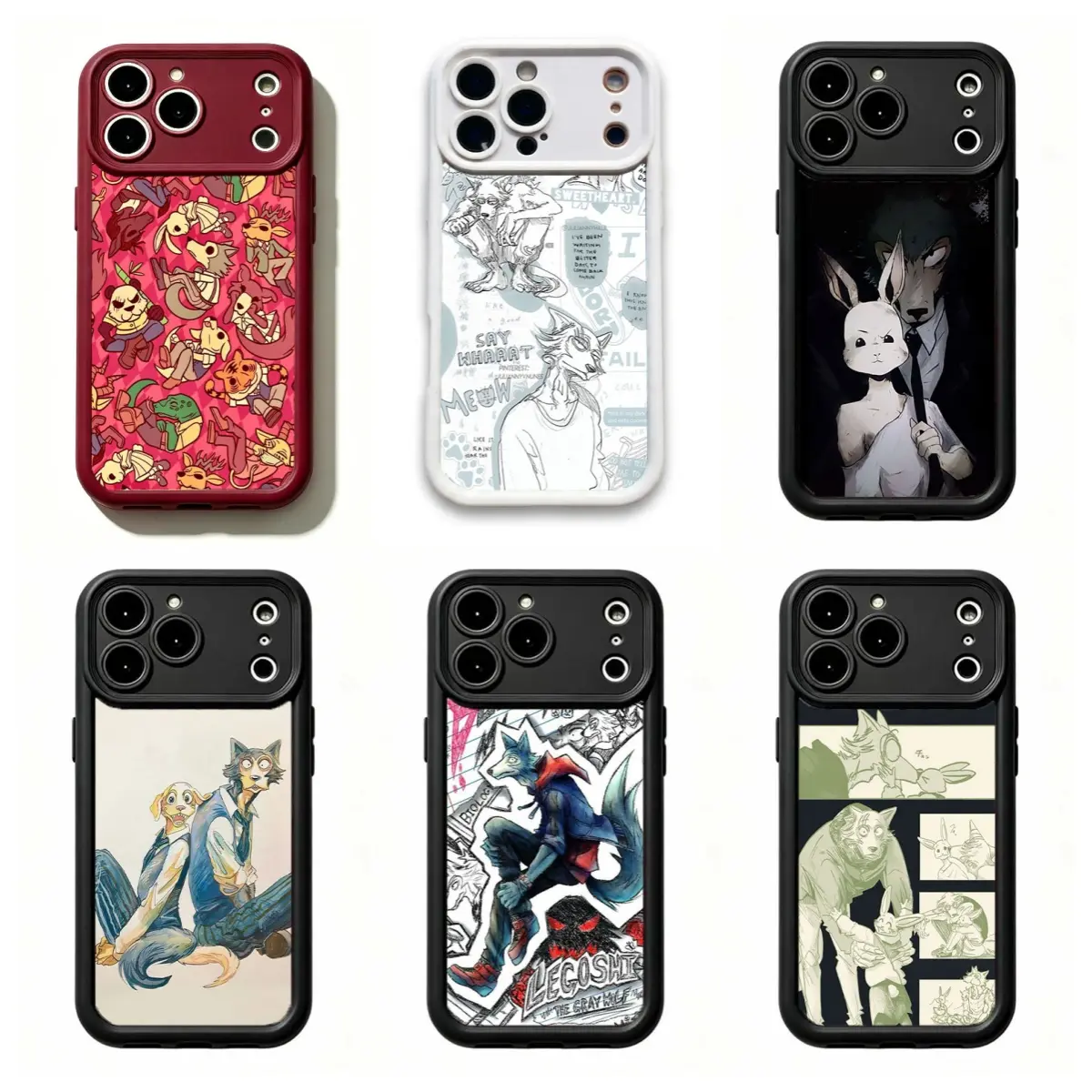 Beastars Anime Phone Case,Legoshi Manga Collage Print Soft Shockproof Protective Cover For iPhone 17 Pro Max 16 15 14 13 12 11 for Samsung S21 S22 S23 S24 S25 Phone Case, Perfect Gift for Fans