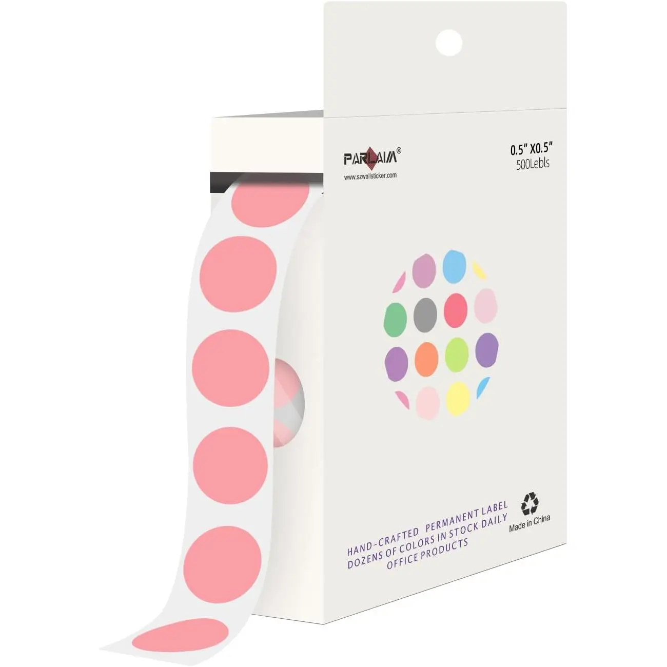 0.5" Round Color-Code Dot Stickers, 500 count Per Roll Adhesive Labels | 1.3cm Stickers Round Color Coding Circle Dots Stickers, Roll Dot Sticker Label for Office  Office,Easy To Peel & Write