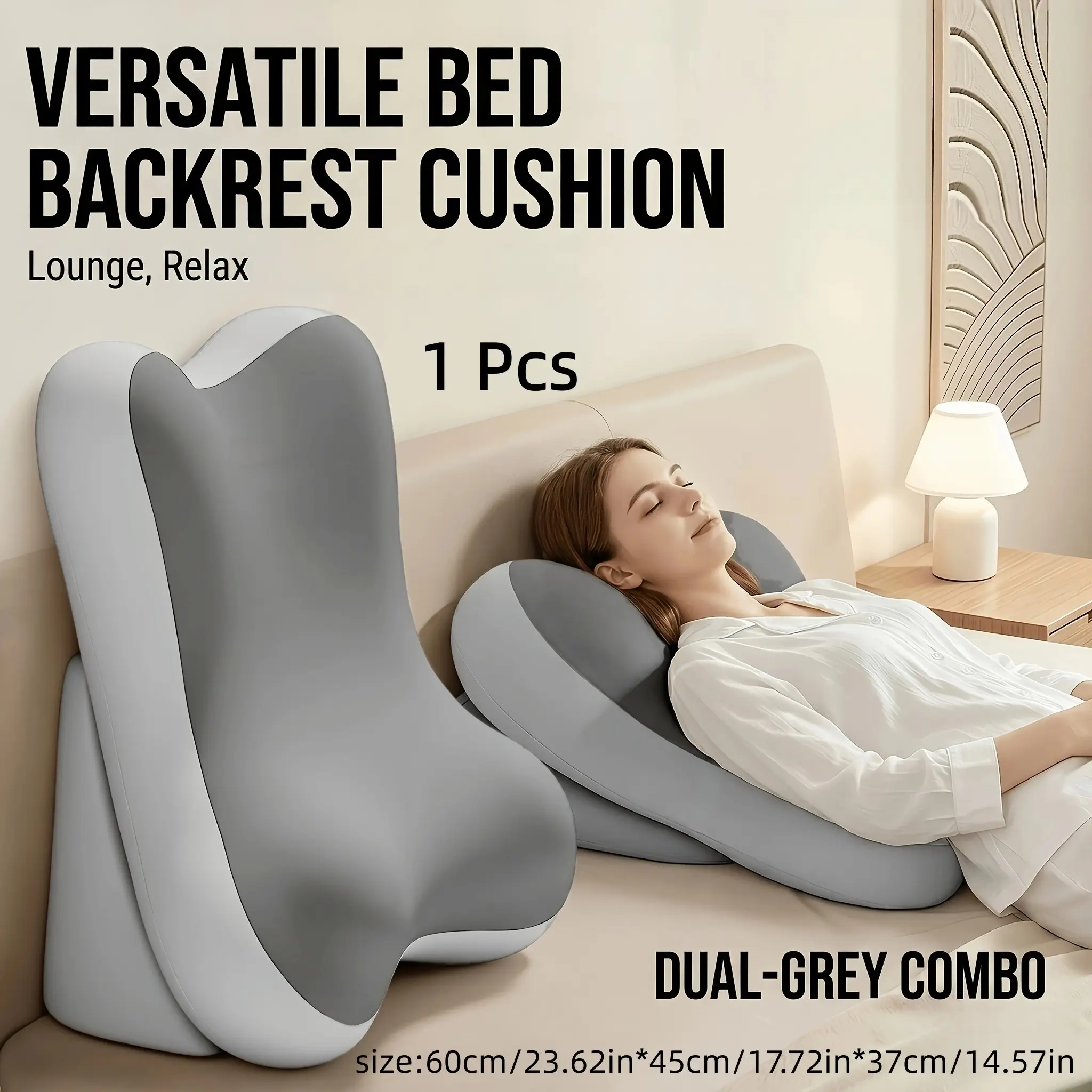 Ergonomic Bed Backrest Pillow, Multi-Position Lumbar Support Cushion for Reading, Lounging and Gaming, Comfortable Durable Fabric #HalloweenGifts