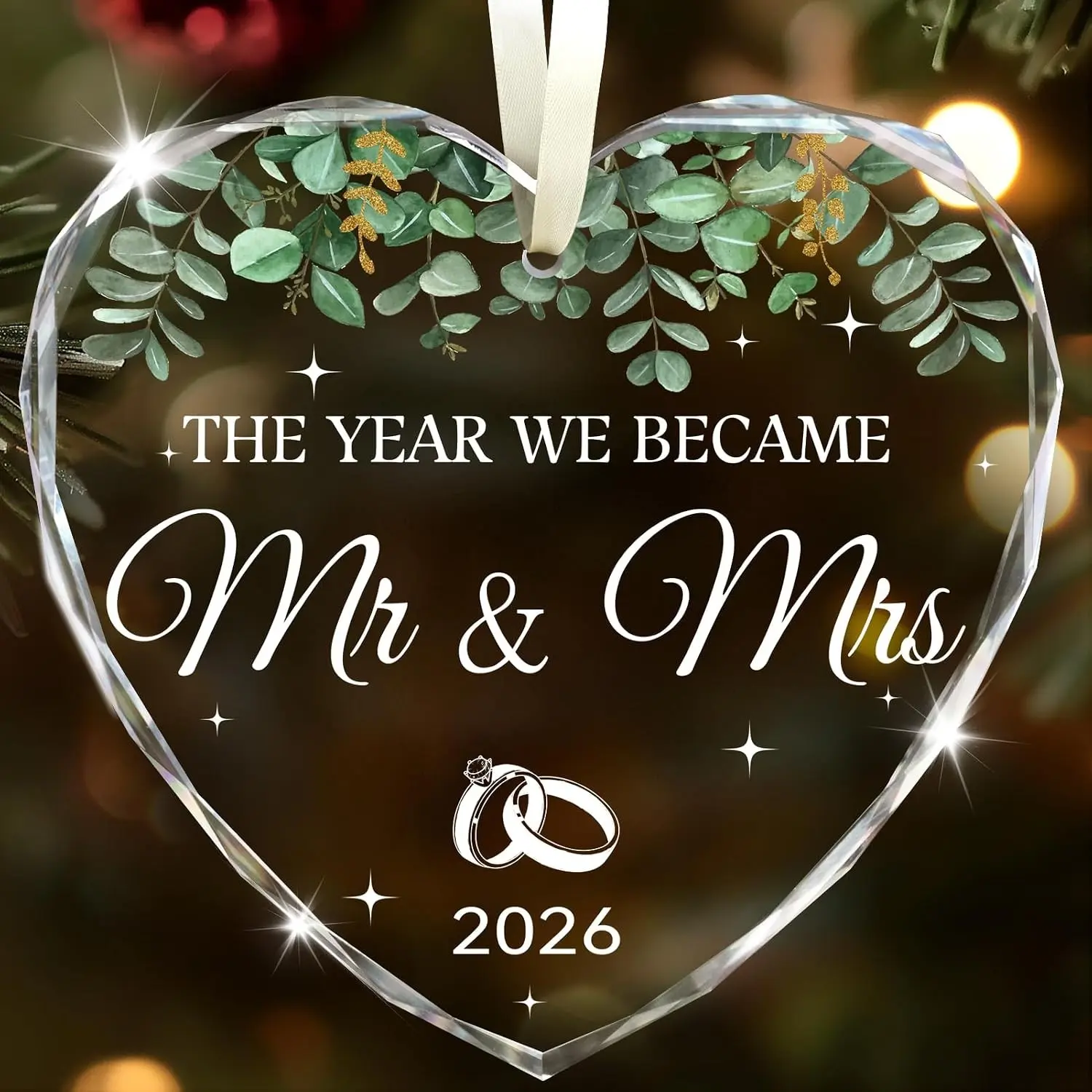 Mr and Mrs Wedding Gifts for Couples 2026, Bridal Shower His and Hers Just Married Decoration for Newlyweds, Custom Name OrnamentsGift