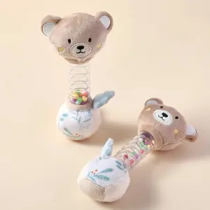 Cotton Bear Baby Rattle – Soft Crystal Material, Transparent Bell Tube, Portable Sensory Toy for Sight, Sound & Touch Gift