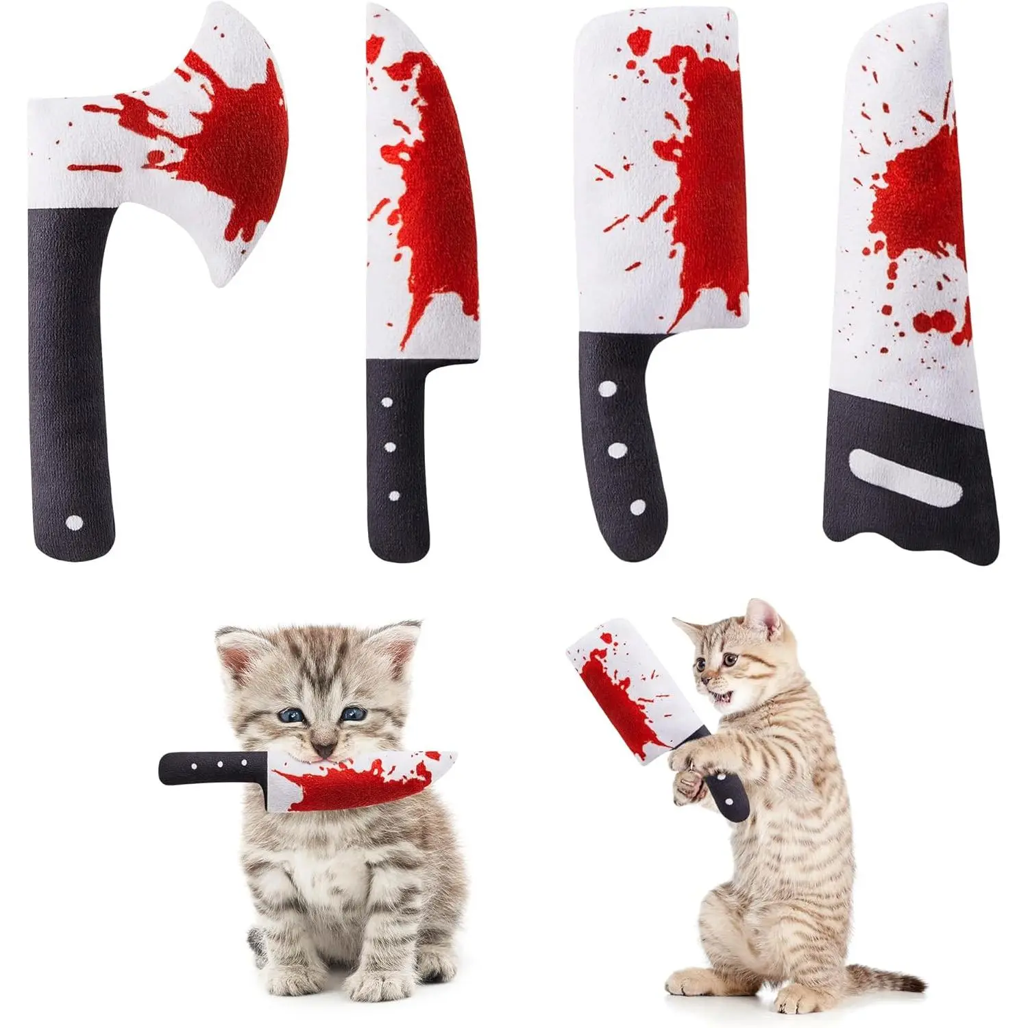 Horror Halloween Knife-Shaped Catnip Cat Toy - Interactive Exercise Aid with Crinkly Paper Captivating Sound, Irresistible Charm for All Cat Breeds (in), Interactive Toy