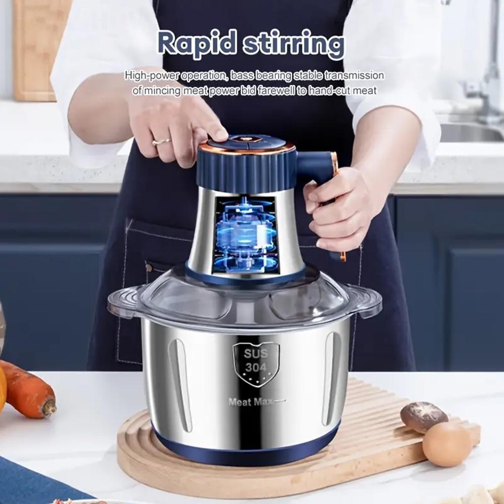 5L Electric Meat Grinding Tool, Stainless Steel Food Chopper, Household Kitchen Appliances for Vegetables, Onions, Garlic, Peppers, Salads, Fruits, Dough
