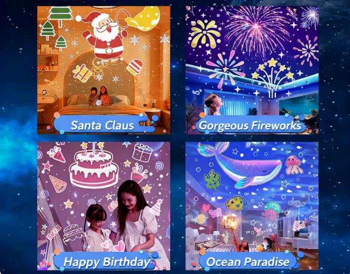 Star Ocean Night Light Projector for Bedroom - 360° Rotatable Kids Projector, Perfect Party Decor & Christmas/Birthday Gift