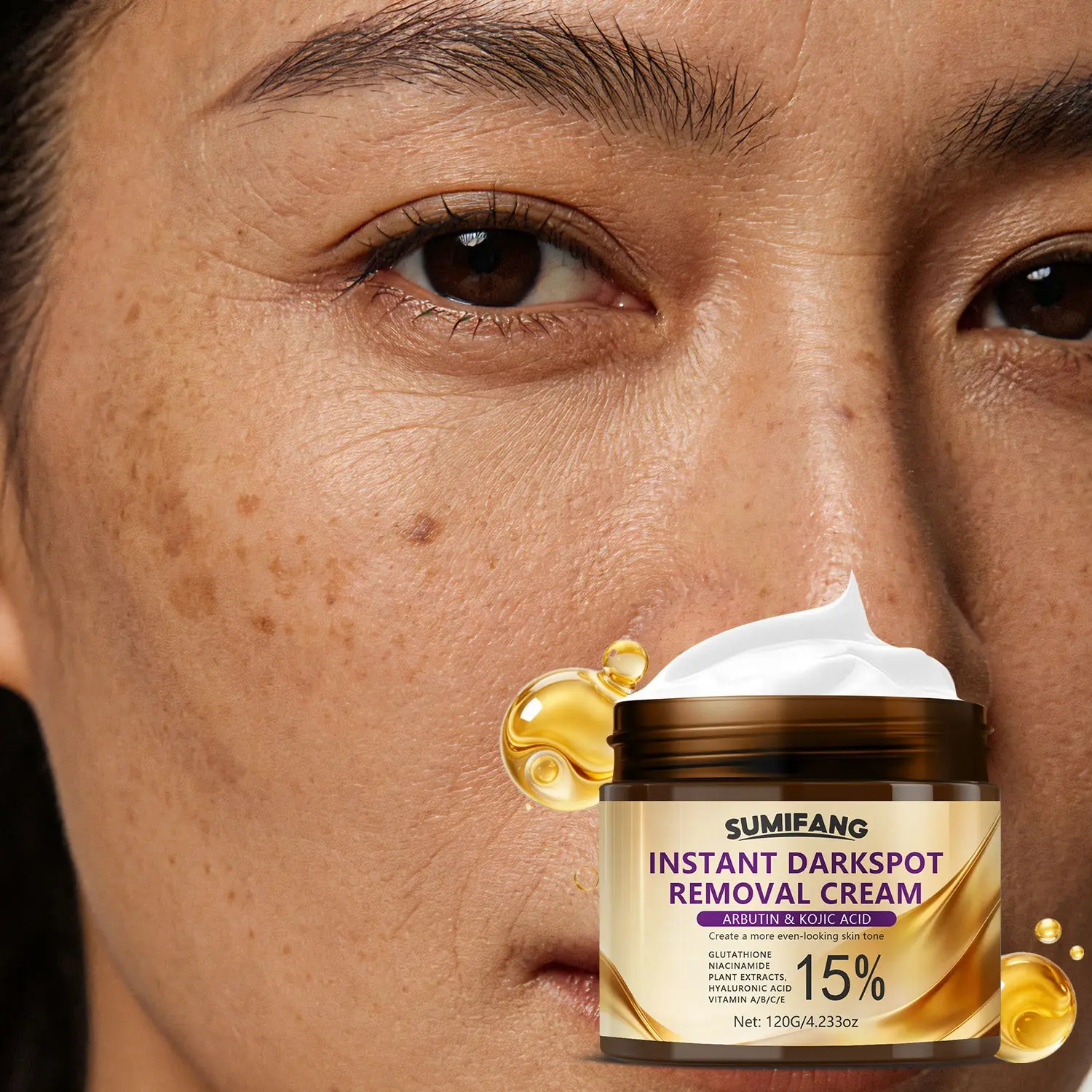 Bearberry Facial Brightening Cream, Enriched with Bearberry, Kojic Acid, Niacinamide, Deeply Nourishing, Anti Pigmentation, Improves Uneven Skin Tone, Quick Absorption, 120g