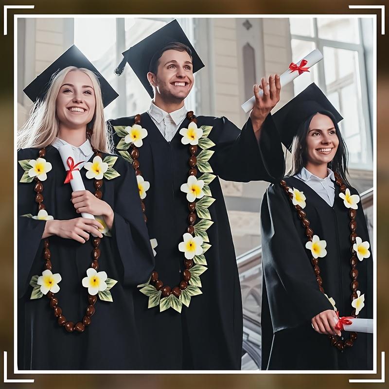 59.84-Inch Hawaiian Graduation Necklace Tropical Acrylic With Plumeria Tassel & Chinese Knot Adjustable Boho Style For Graduation Parties