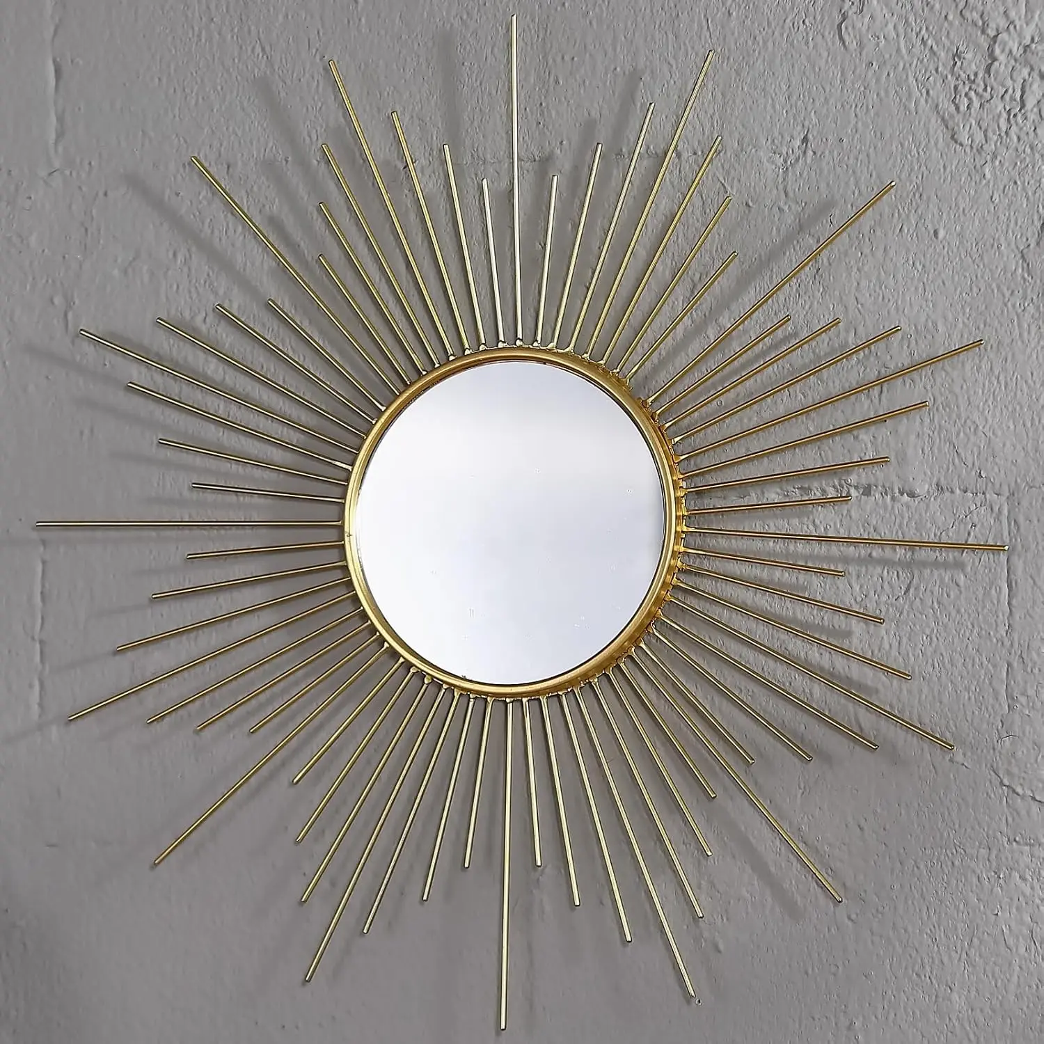 24'' Large  Sunburst Mirror, Metal Starburst Mirrors, Mid-Century Modern Sun Mirror Wall Decor for Living Room, Bedroom, Bathroom, Hallway, and Entryway