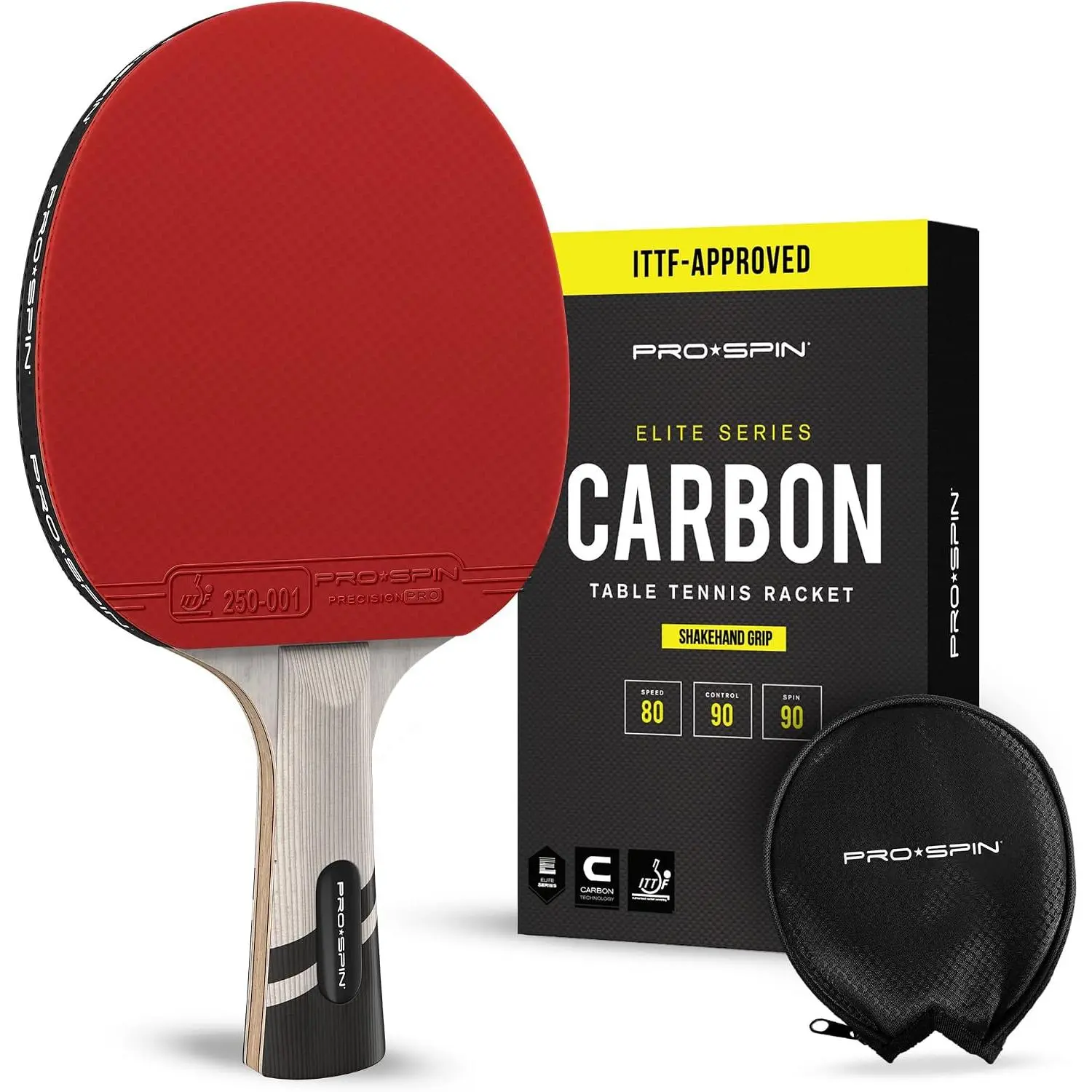 Ping Pong Paddles – ITTF Approved Professional Table Tennis Rackets with Carbon Fiber for  Control | 7-Ply ,  Rubber, 2.0mm Sponge
