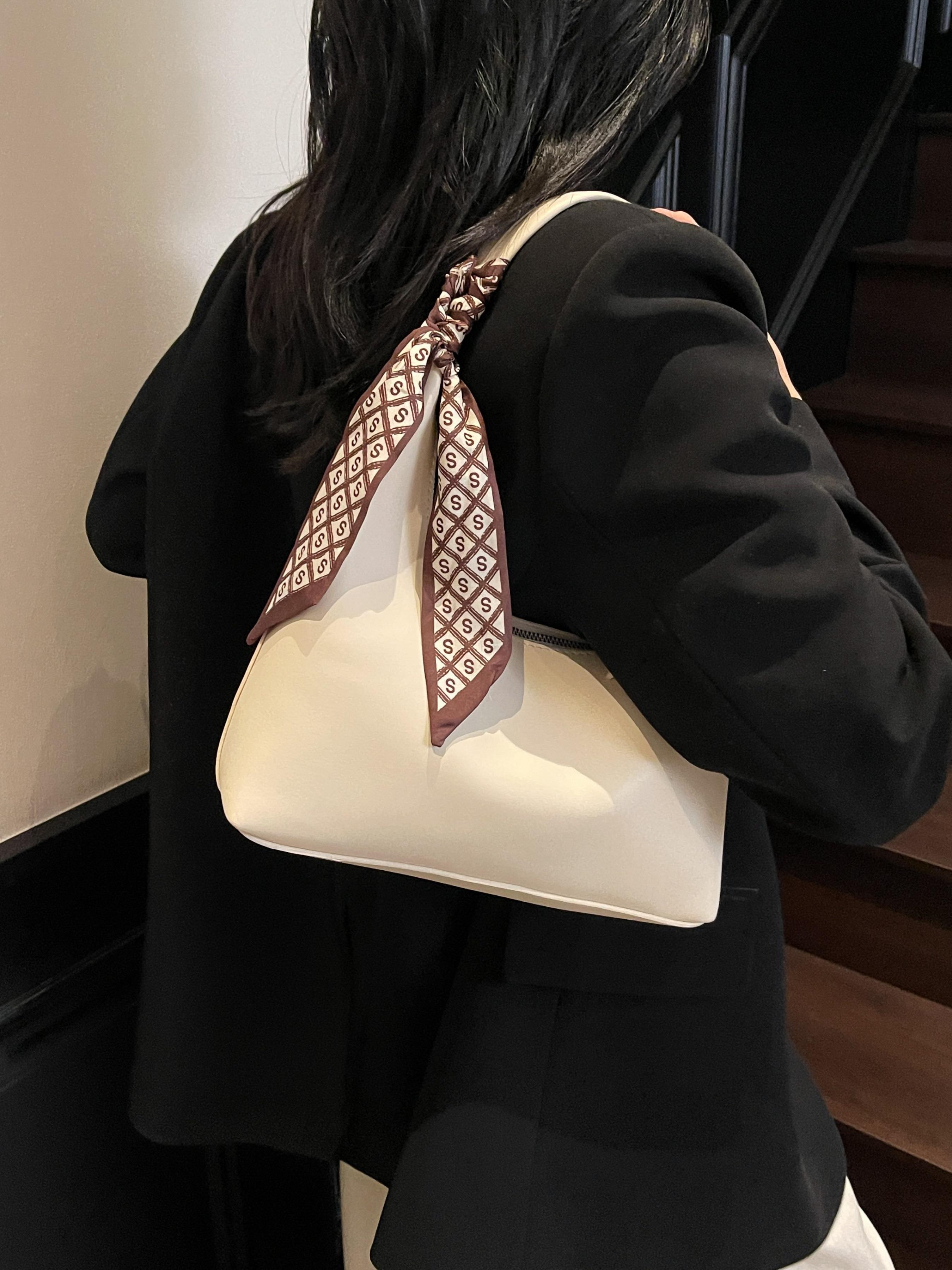 Women's Solid Color Bag, Fashionable PU Leather Shoulder Bag for Work & Daily Used, Casual Trendy Versatile High-quality Daily Commuting Bag