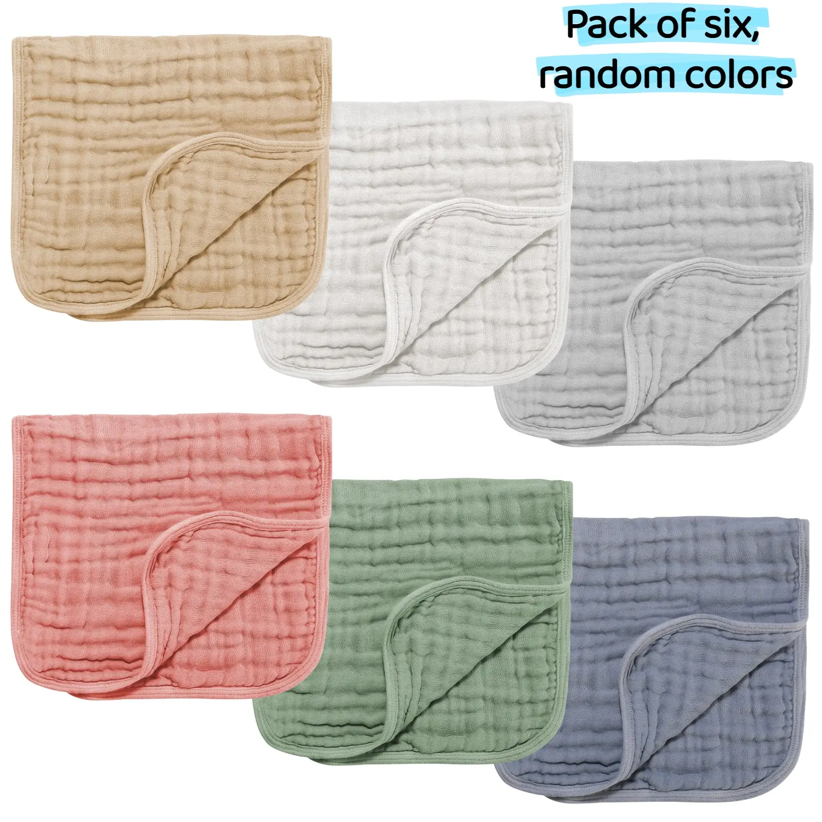 TDHD.6 Pack Face Towels, 6-Layer Cotton Border, 9x20in, Unisex, Soft Absorbent, Reusable, Suitable for Babies and Adults, Multiple Uses, Super Absorbent Towels