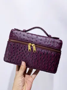 Vintage Imitation Ostrich Skin Texture Box Clutch Bag, Luxury Designer Handbag and Wallet, 2026 New Model, PU Top Handle Crossbody Bag