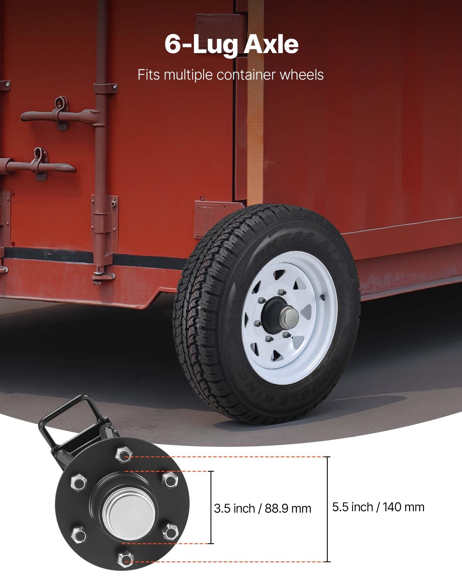 VEVOR Shipping Container Wheels 6-Lug Wheels Kit, Heavy Duty Shipping Container Axle with Ratchet Tie Down-Moves 20 ft - 40 ft, Secure Transport for Dock, Warehouse, Construction Site, Black