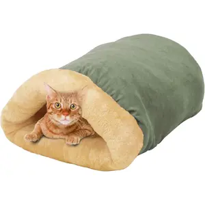 4 in 1 Self Warming Burrow Cat Bed, Pet Hideway Sleeping Cuddle Cave (Sage Green)