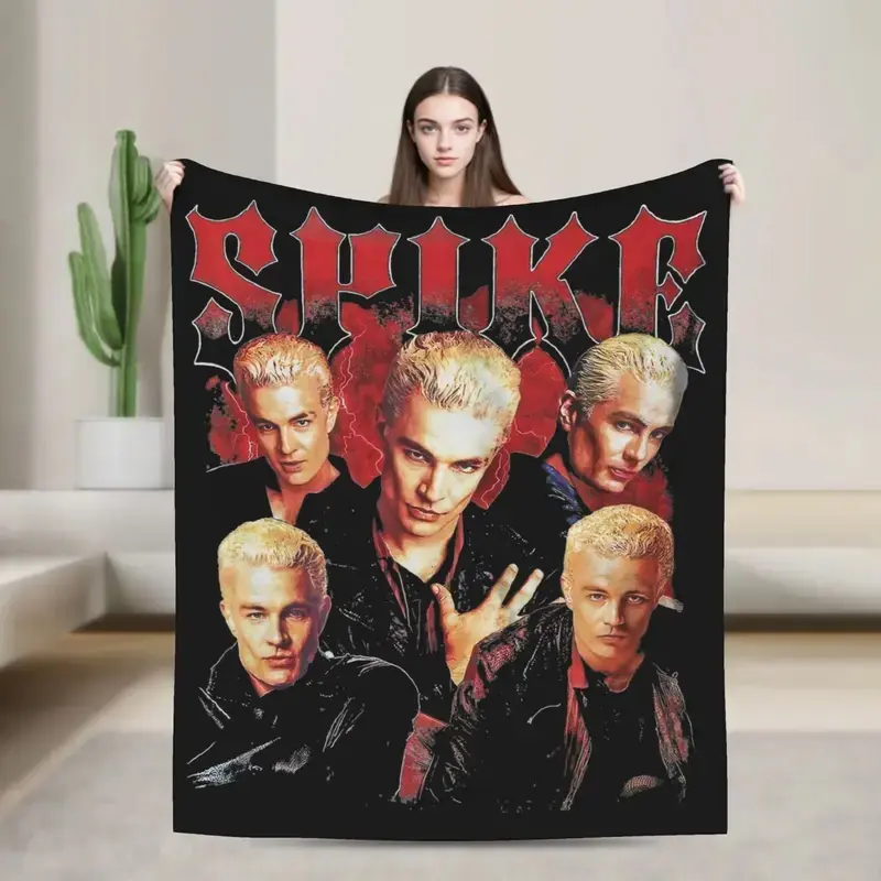 Buffys The Vampires Slayers Spike Blankets Flannel Multi-function Lightweight Throw Blankets for Bed Car Plush Thin Quilt
