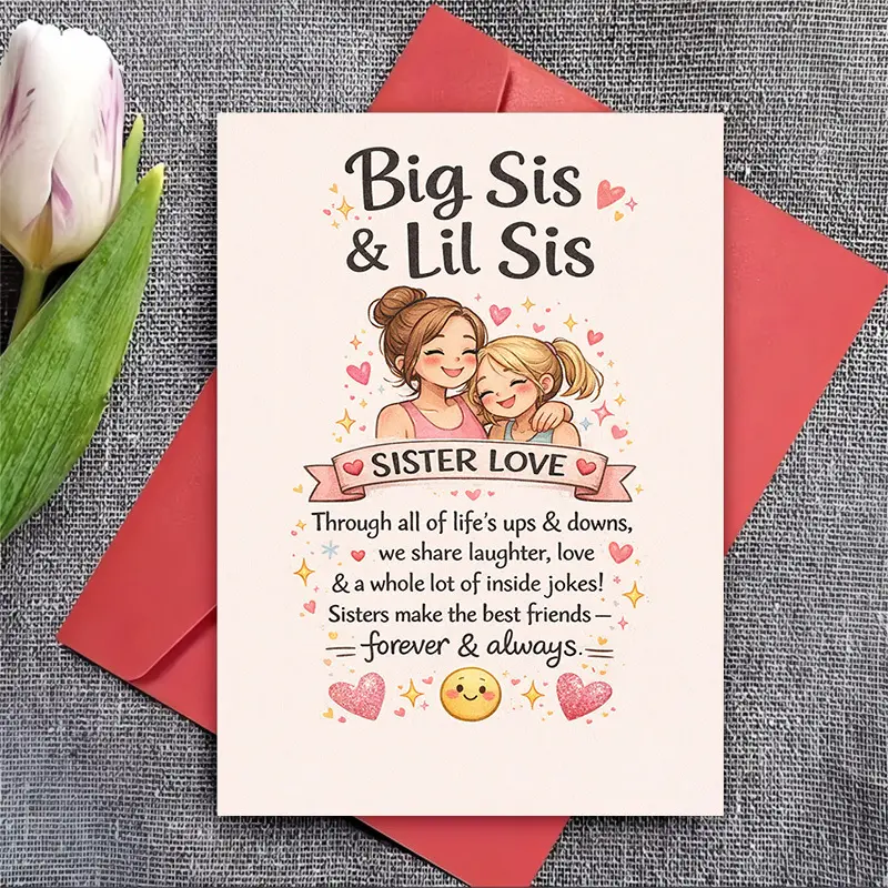 4 pieces/set - sister's love greeting card is suitable for big and small sisters to celebrate lifelong friendship and share memories of birthday holidays or special moments