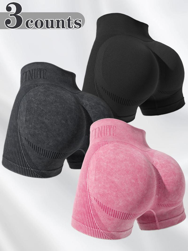 Women's Letter Print Seamless Sports Shorts, High Stretch Breathable Comfortable Skinny Shorts, Ladies Sportswear for Indoor Outdoor Wear