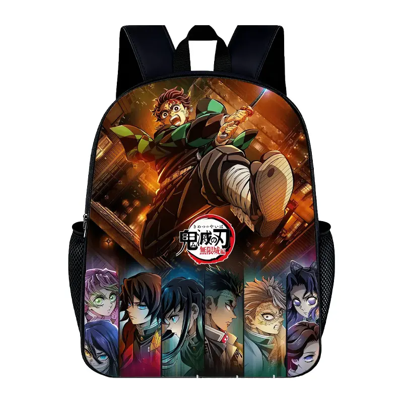Demon Slayer Anime Backpack, Infinity Castle Arc Printed Student School Bag, 16 Inch Large Storage Backpack for Boys Girls
