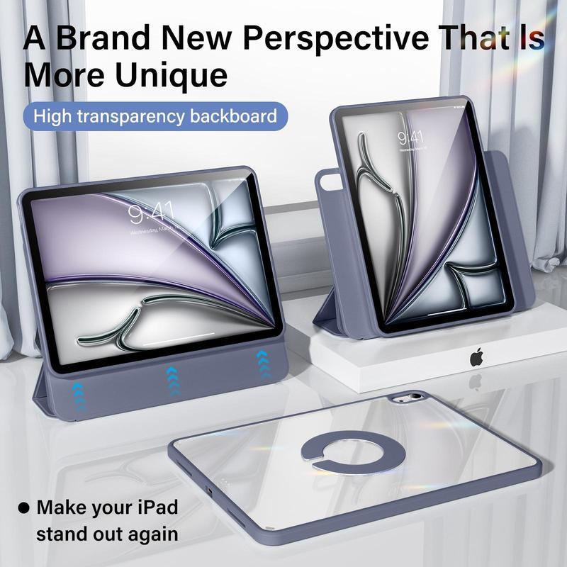KENKE Magnetic Rotatable Detachable Tablet Case with Pencil Holder, Protective Flip Cover Compatible with iPad, Smart Tablet Accessories, Tablet Casing, Removable Cover, Tablet Covers