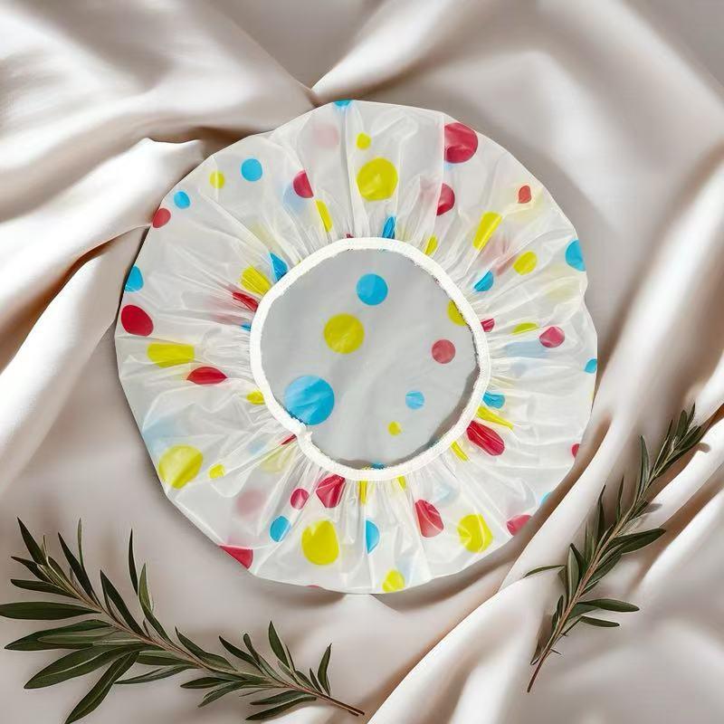 Cute Cherry Print PE Shower Cap, Waterproof Reusable Hair Cap for Shower, Hair Treatme