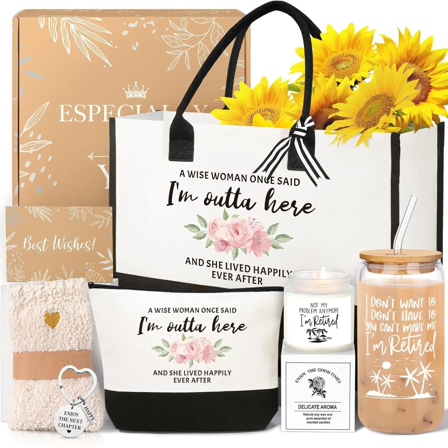 iAOVUEBY Retirement Gifts for Woman 2026, Best Cool Retirement Gifts for Women Coworker Teacher Nurses Boss Friends Mom Grandma Retirees Gift Basket, Happy Retire Gift Idea