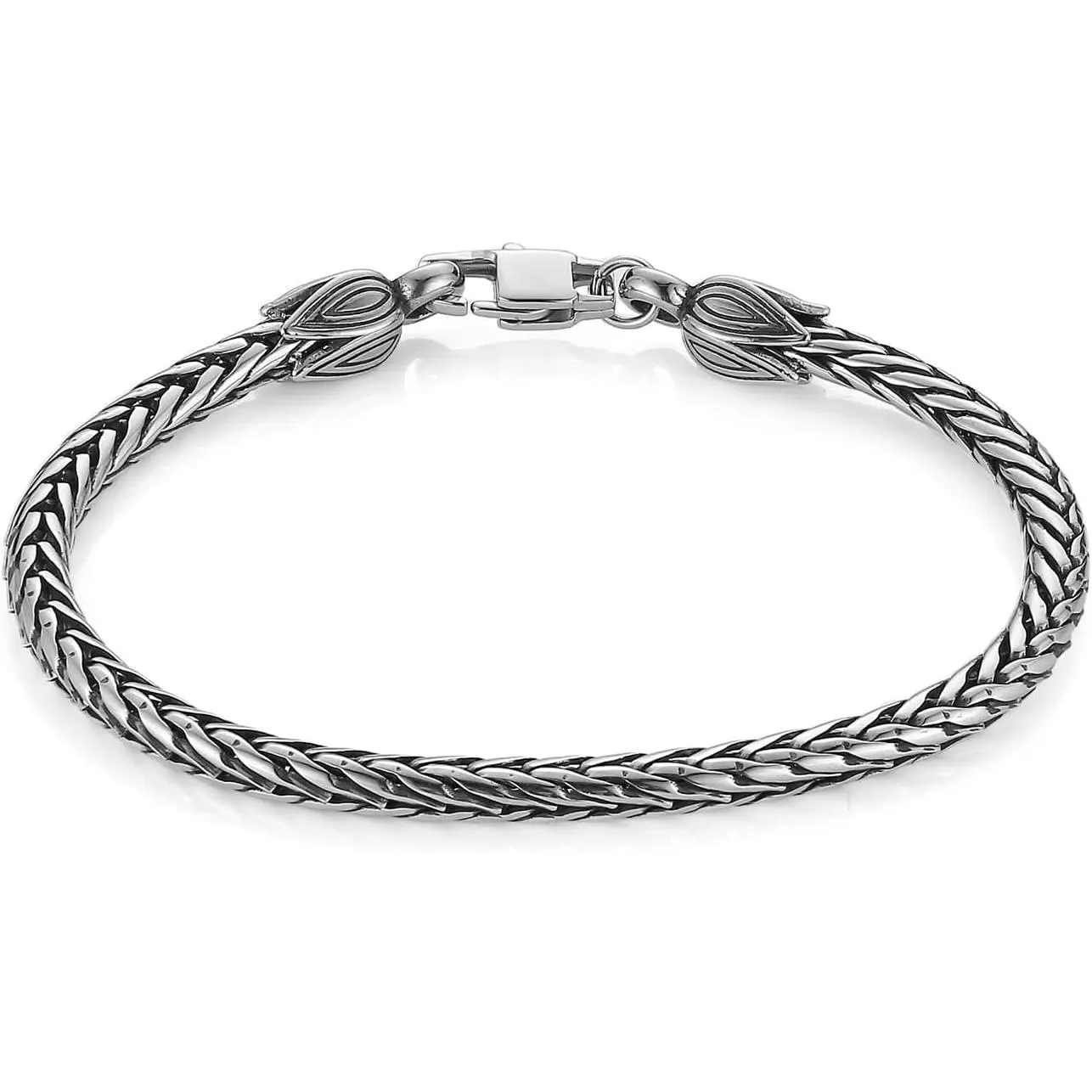 8.5 Inch Stainless Steel Mens Bracelets, No Fade    Bracelet, Byzantine Box Foxtail Chain Punk Biker   for Men