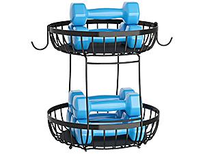 2 Tier Large Fruit Basket for Kitchen Counter with 2 Banana Hangers, Metal Stackable Fruit Bowl for Kitchen Counter for Bread Vegetable Fruits, Black 2 Tier Large Fruit Basket for Kitchen Counter with 2 Banana Hangers, Metal Stackable Fruit Bowl for Kitchen Counter for Bread Vegetable Fruits, Black