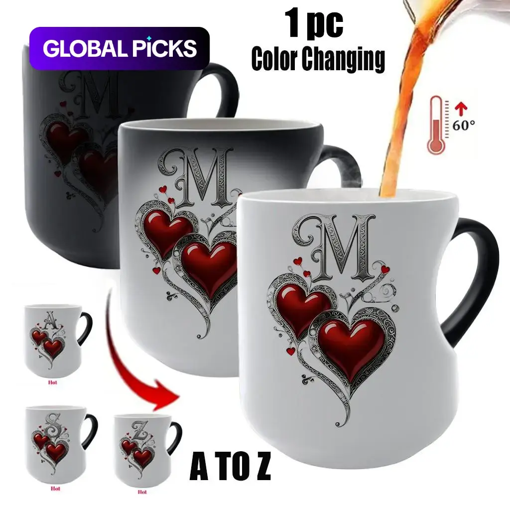 Vintage Shimmering Heart Ceramic Mug, Thermosensitive Magic Color-Changing Mug, 11oz/330ml, Coffee Cups, Perfect Mother's Day Gift, Ideal for Friends, Lovers & Mothers, Novelty Coffee Mugs #GLOBAL PICKS