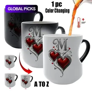 Vintage Shimmering Heart Ceramic Mug, Thermosensitive Magic Color-Changing Mug, 11 Oz/330 Ml, Perfect Mother's Day Gift gift for friends, lovers and mothers #GLOBAL PICKS