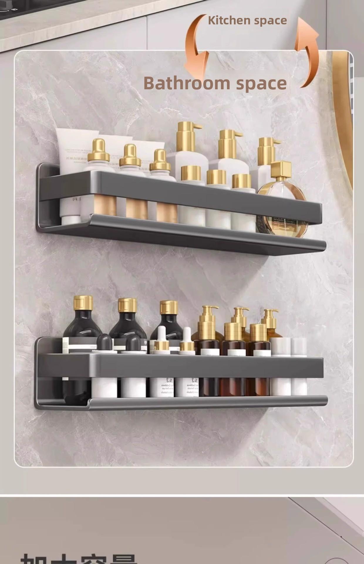 Kitchen storage rack, seasoning shelf, punch-free wall-mounted multifunctional hanging rack for condiments on the wall