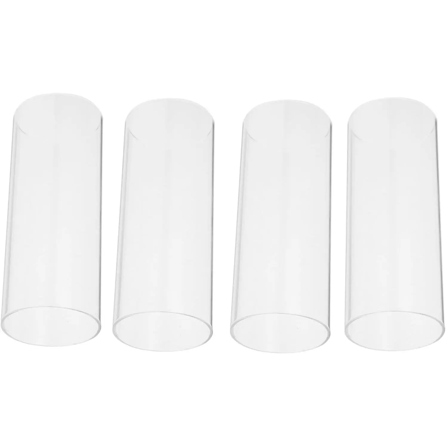 Gatuida 4 Pcs Transparent Borosilicate Glass Cylinder Candle Covers, 5.9" X 2.36" Open Ended Clear Windproof Lampshade for LED Flame, Home Decor Centerpiece