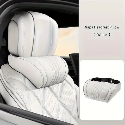 1 or 2 Pieces Luxury Car Neck Pillow – Nappa Leather Headrest & Neck Support Cushion – Comfortable, Breathable, Lumbar & Neck Support – Exquisite Embroidery – Suitable for All Seasons – Car Interior Accessory, Car Accessories