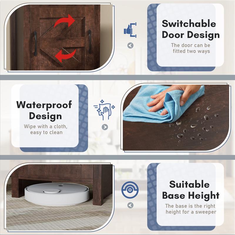 FURMAX 1 Piece Farmhouse Nightstand with Storage Shelves FURMAX 1 Piece Farmhouse Nightstand with Storage Shelves