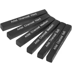 Artist Compressed Charcoal Sticks for Sketching, Drawing, Shading, Soft, Medium, Hard, Art Supplies Sketch Kits Tools, 6-Piece Boxed