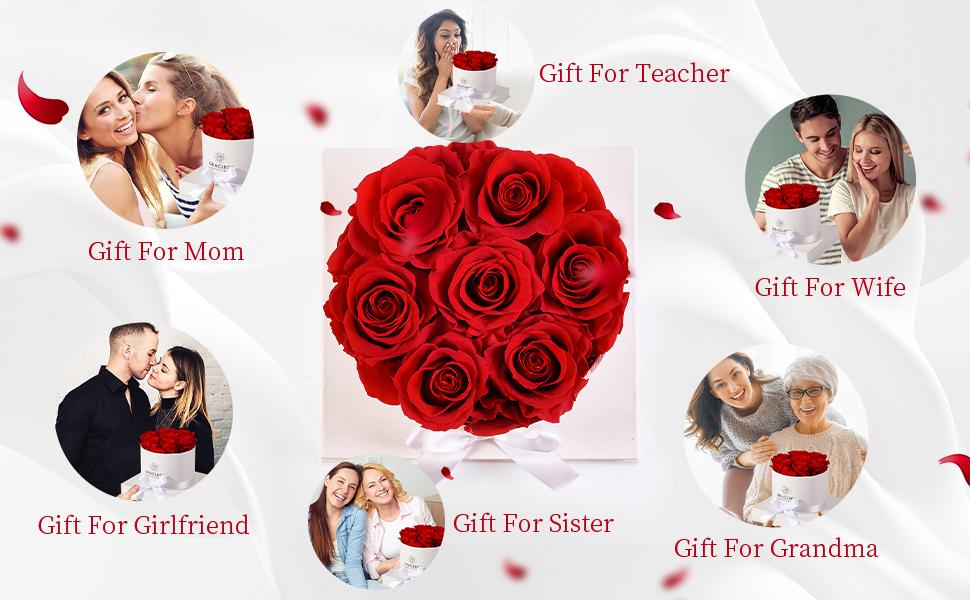 ZY Preserved Roses in a Box - Forever, Immortal Roses, Eternal Rose Birthday Gifts for Her, for Mom - Pink Rose Decor Decorative