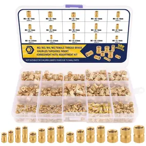 500 count Threaded Inserts Kit M2 M3 M4 M5 - Female Thread Heat Set Insert, Brass Knurled Thread Insert Nuts for Plastic Injection Molding(Metric)