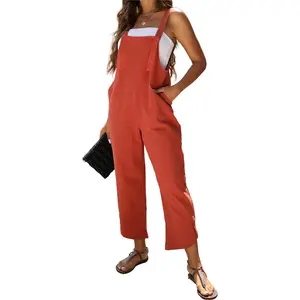 Sleeveless Straps Baggy Jumpsuit Overalls Casual Summer Bib Rompers Pockets