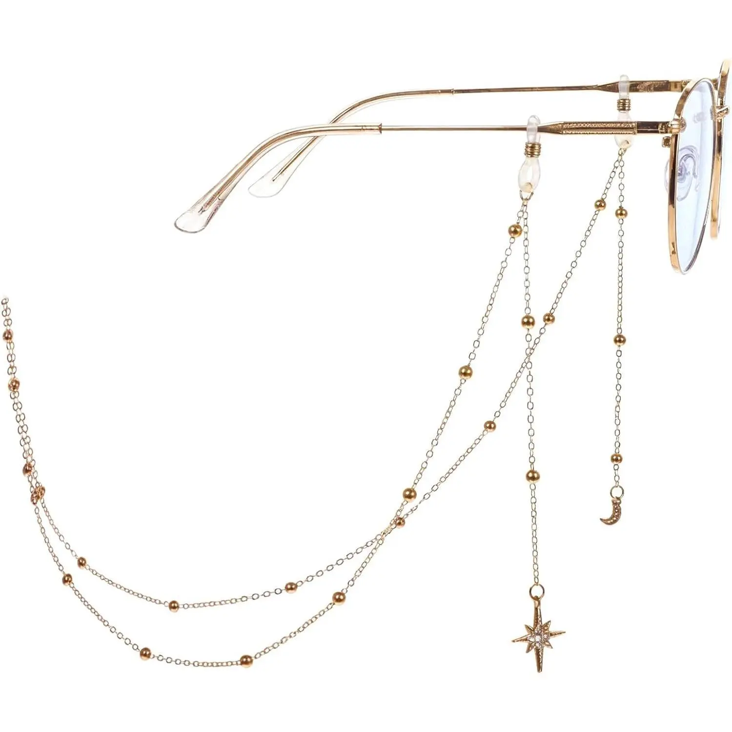 Eyeglass Chains Women Stylish Eyeglasses Holders Star Moon Around Neck for Glasses Eyeglass & Sunglasses Chains Holder Charms Preventing Glass Loss