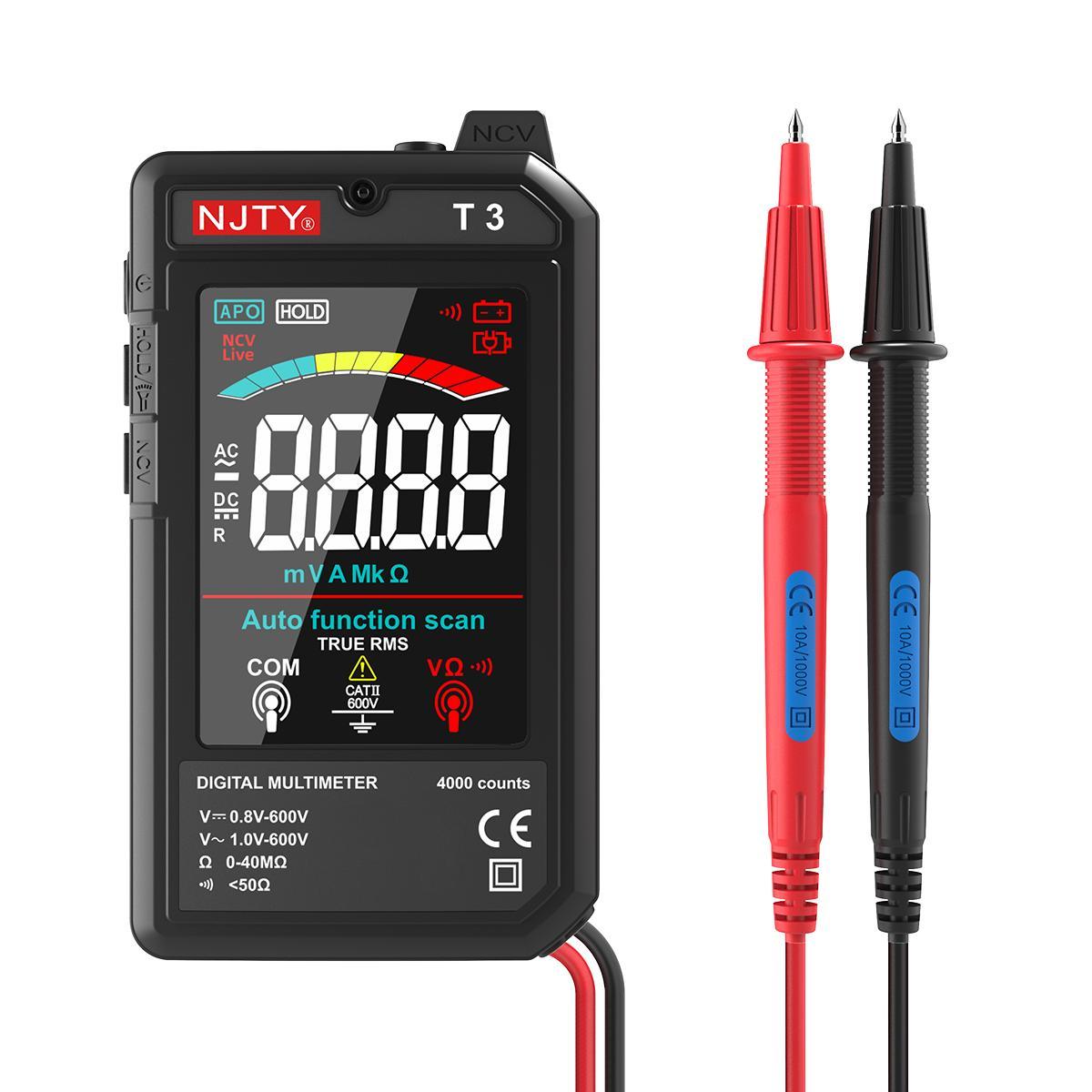 NJTY T3 Smart Digital Multimeter, High Precision Tester, Auto‑Ranging Multimeter for Measuring Voltage and Resistance, Rechargeable Multimeter with Live Wire Recognition, AC Voltage Tester #GLOBAL PICKS