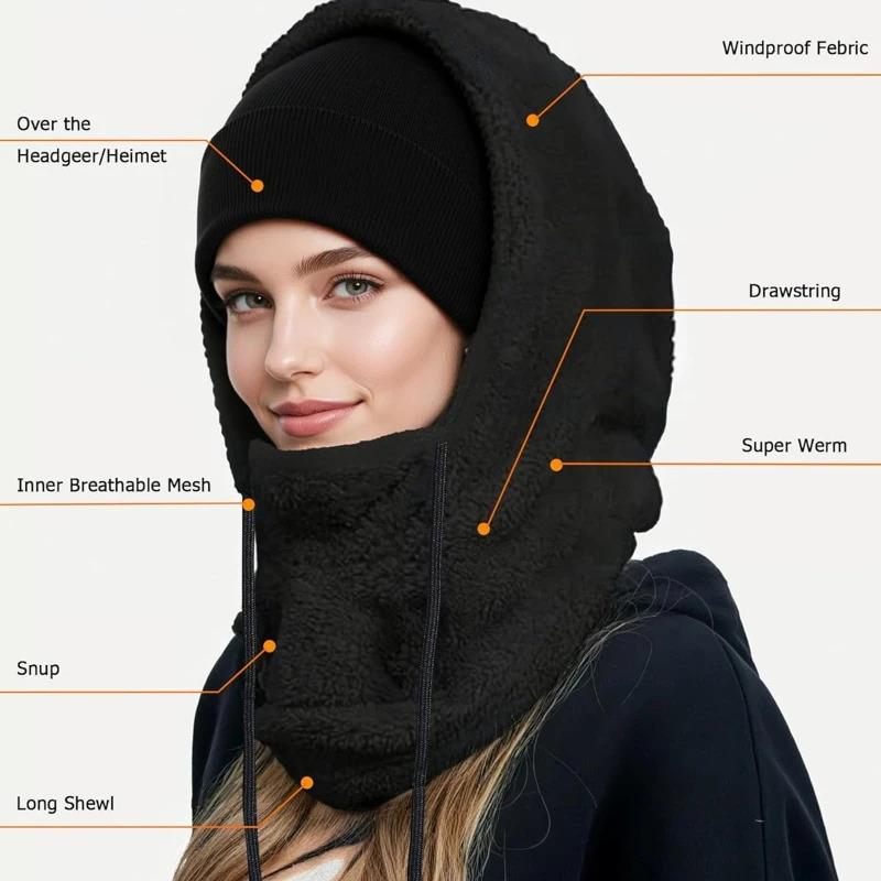 1pc Winter Warm Velvet Balaclava WindResistant Winter Face Mask,unisex Fleeced Ski Mask Cover cap,suitable for Outdoor Activitiy