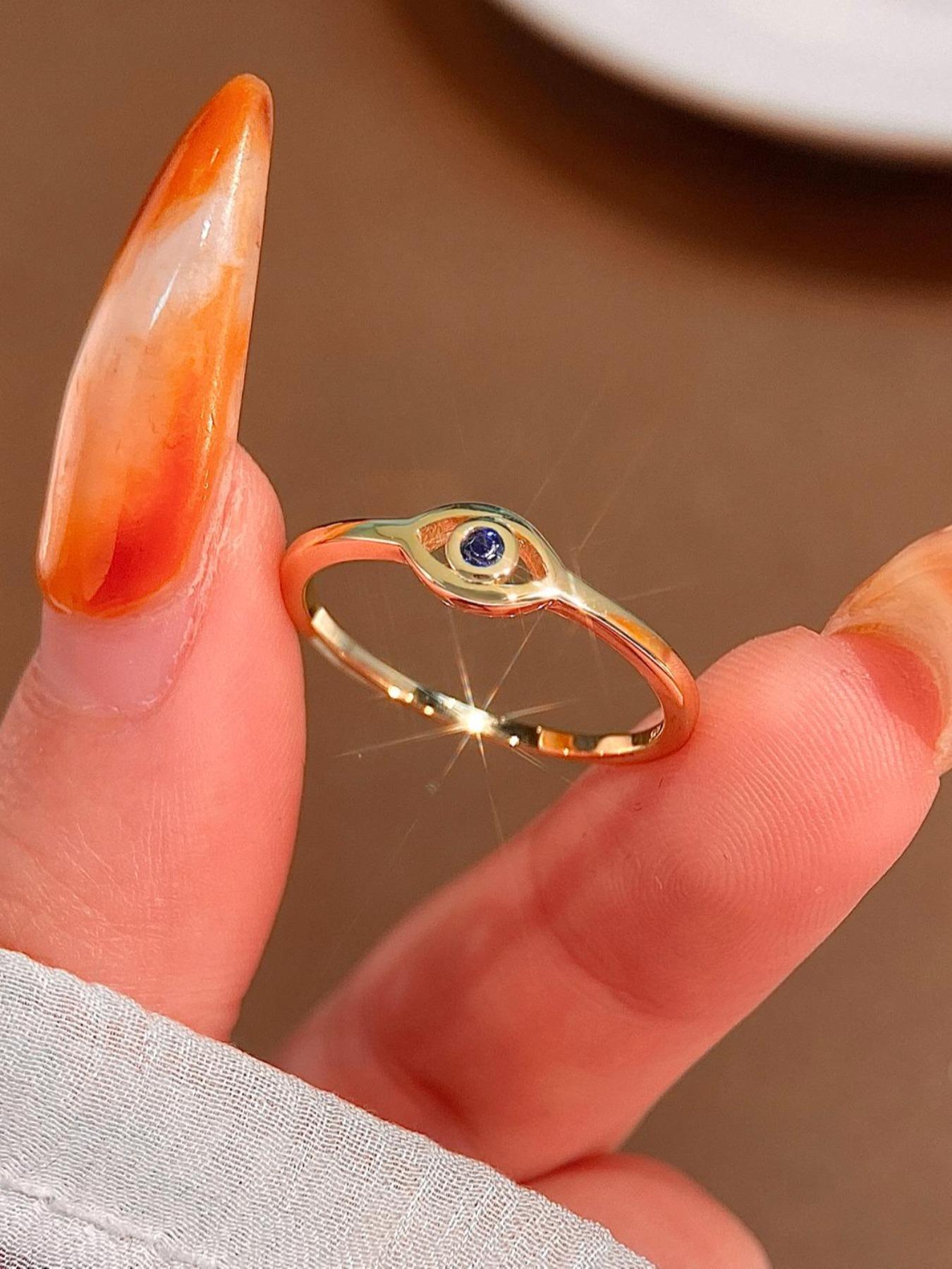 925 Sterling Silver Vintage Eye Design Ring, Fashion Artificial Zircon Decor Ring, Vintage Inspired Ring for Party, Daily Decor, Trendy All-match & Exquisite Jewelry for Gift, Vintage Rings